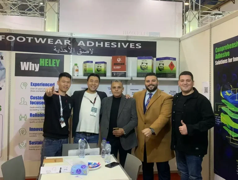 At the Cairo inter Leather exhibition Heley took photo with customers