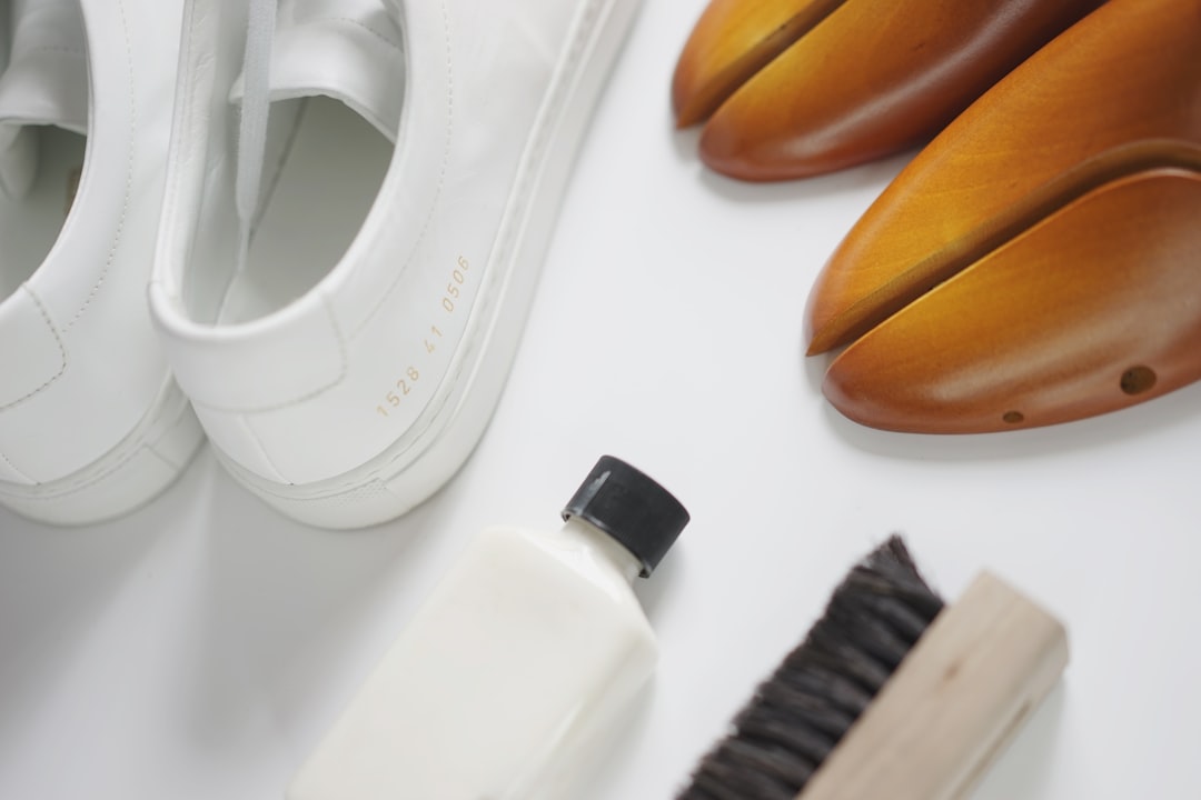 image illuminates tools like shoe trees, cleaning brushes, and leather care products.