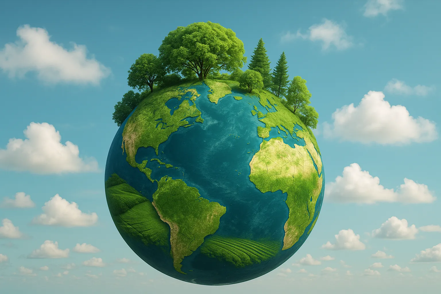 The image of a green Earth shows how grafted adhesive can contribute to eco-friendly materials for sustainable development.