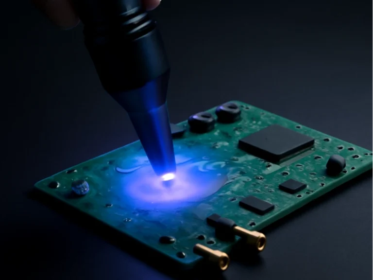 UV curing of electronic boards coated with UV primer