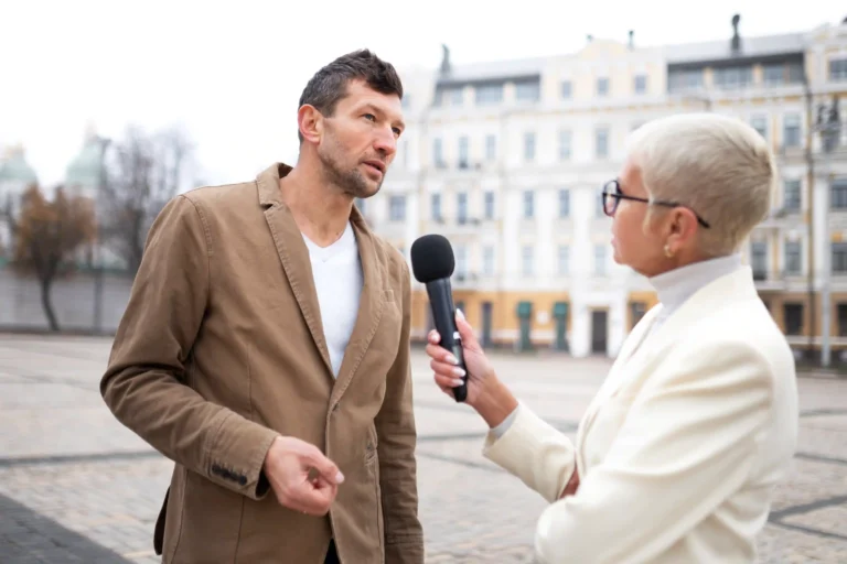 The reporter is interviewing the citizens about their regular shopping habits.