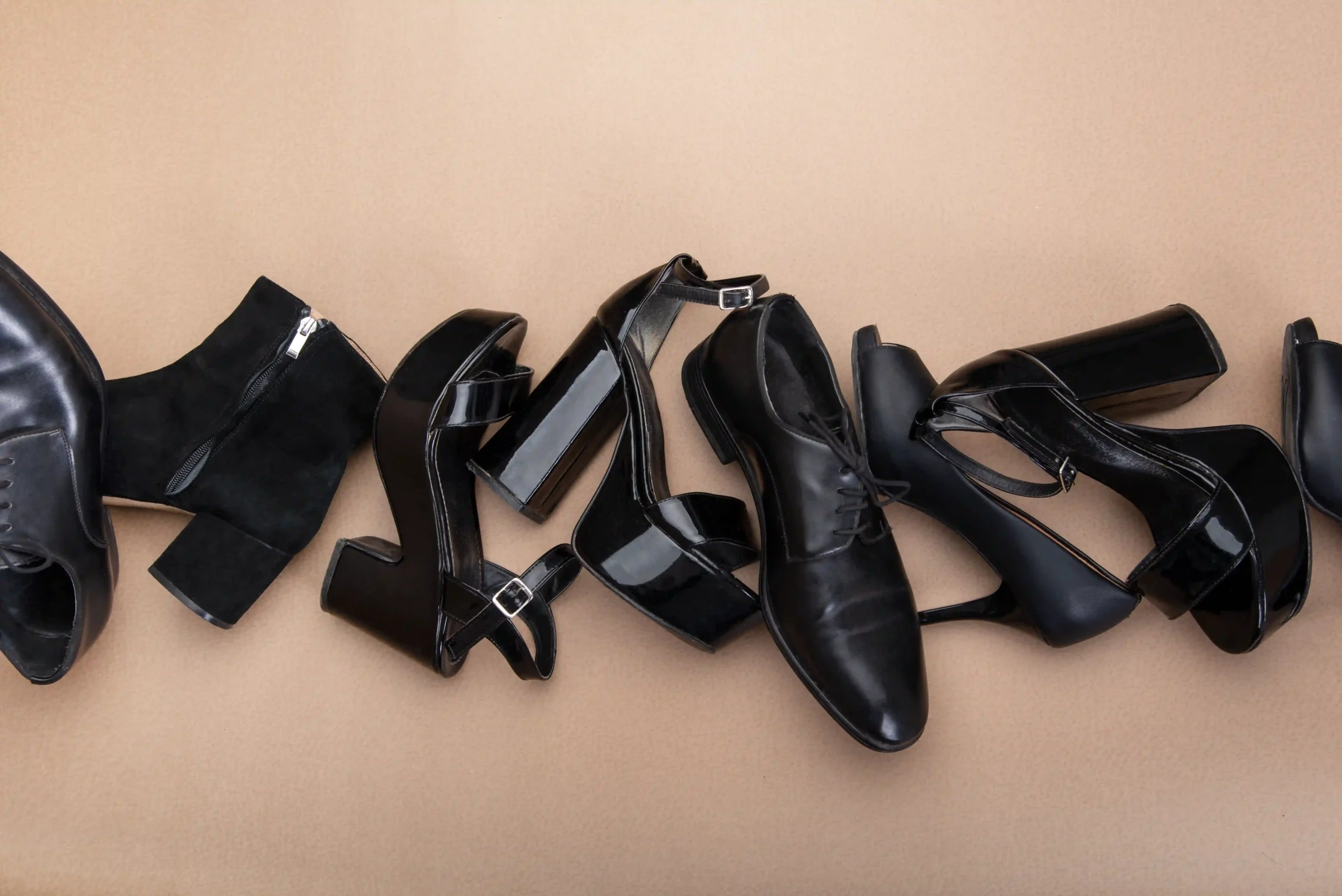 The neatly arranged shoes