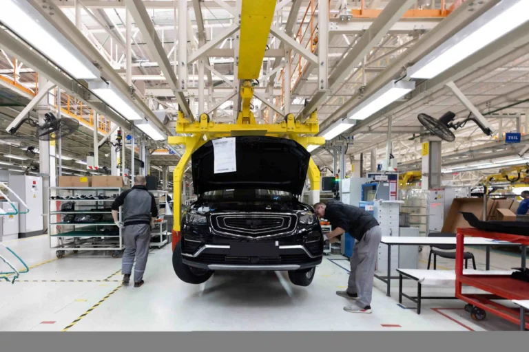 A production line for manufacturing vehicles