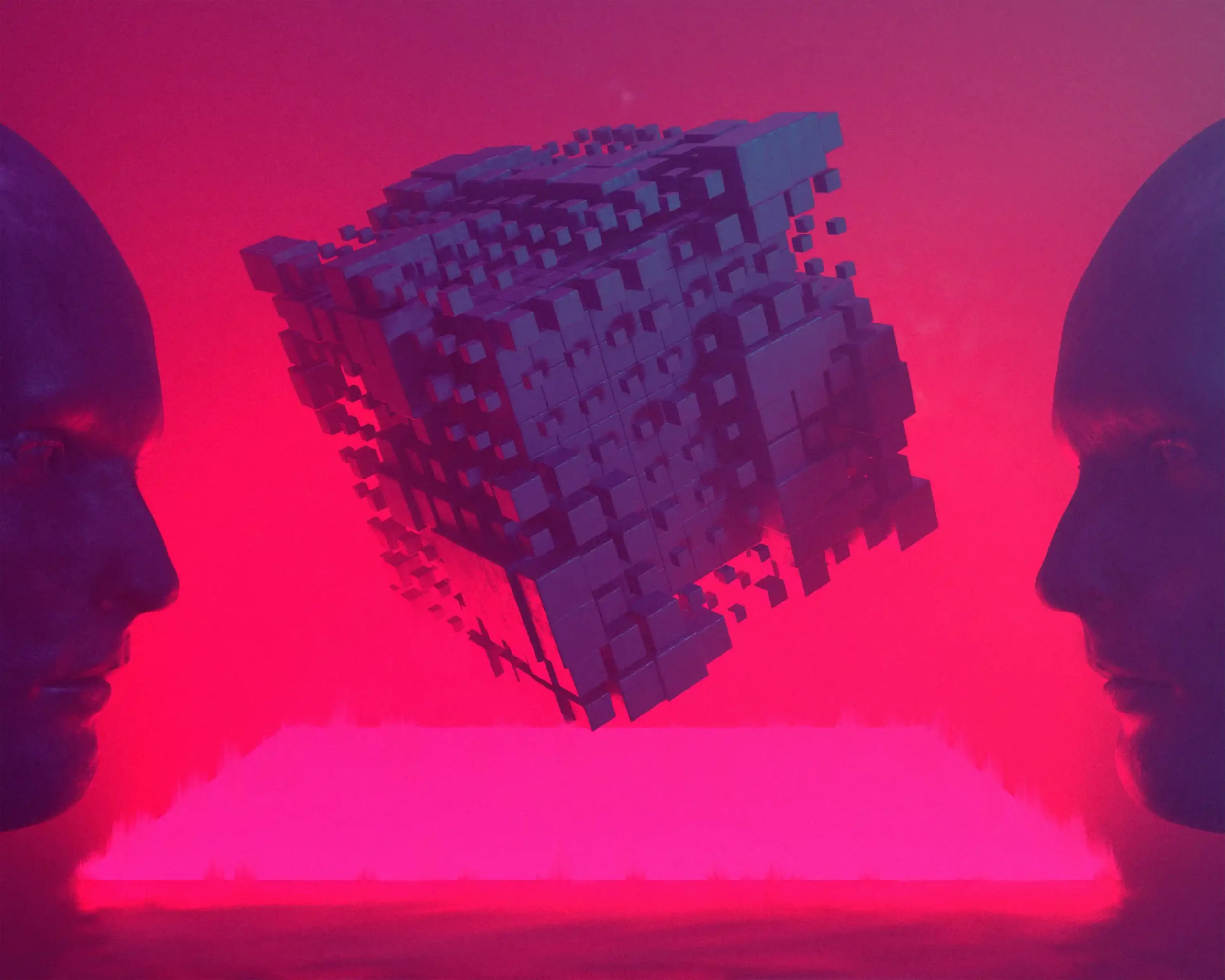 two opposite faces, with an integrated square in the middle.